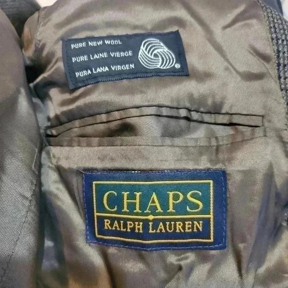 Chaps Ralph Lauren Mens Sz 44 Reg 3-Button Lined Double Vent Blazer Virgin Wool - Picture 9 of 11